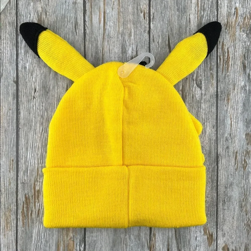 Kids Pokemon Pikachu Beanie Hat & Gloves 2-Piece Set Winter